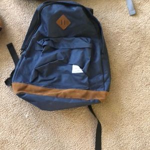 Blue and brown school bag